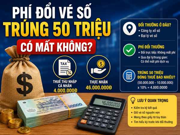 Phí đổi vé số trúng 50 triệu có mất không, trúng thưởng đổi ở đâu